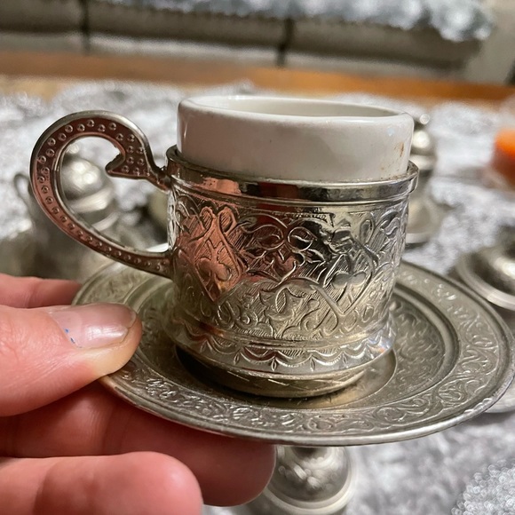 Stainless steel Turkish coffee set. Ottoman Empire style - Picture 4 of 4